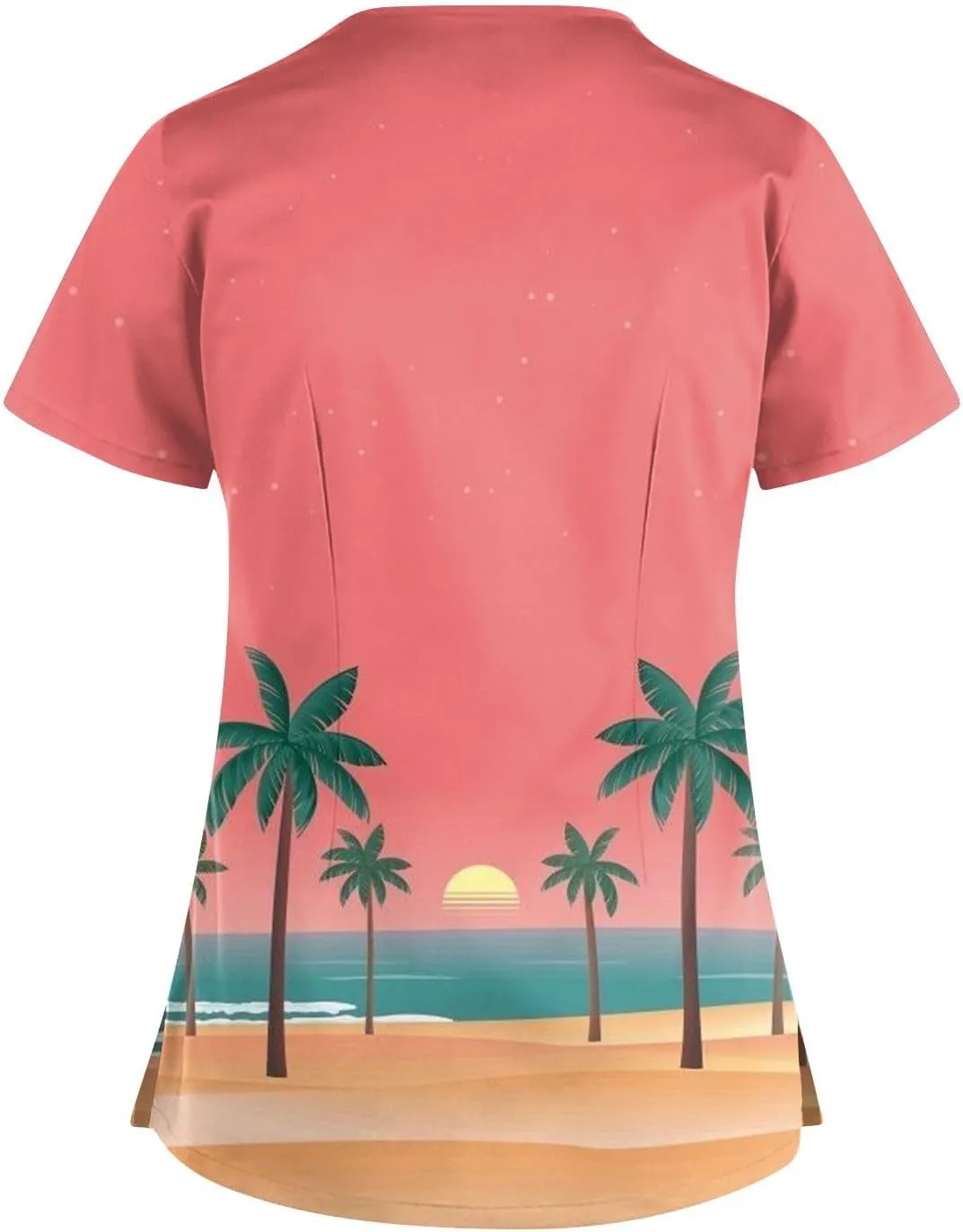 Scrubs for Women Print Criss Cross V Neck Working T-Shirts Short Sleeve Fashion T Shirts Summer Nurse Uniforms