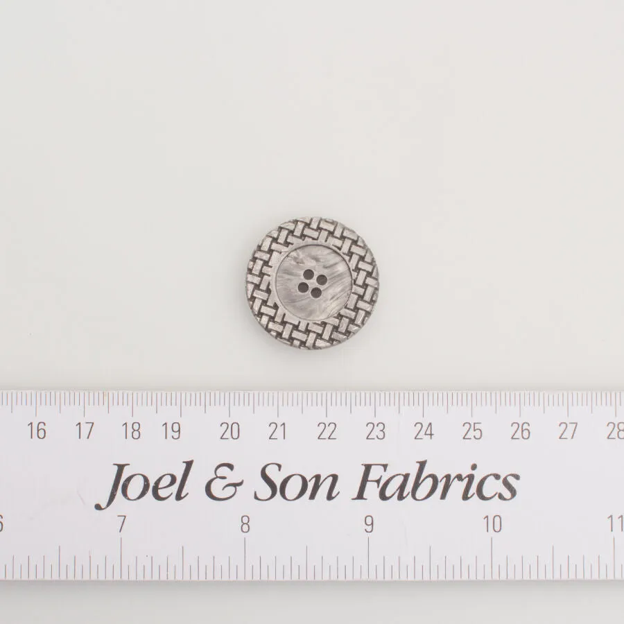 Silver Grey Basket Weave Button - Large