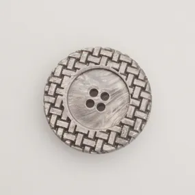 Silver Grey Basket Weave Button - Large