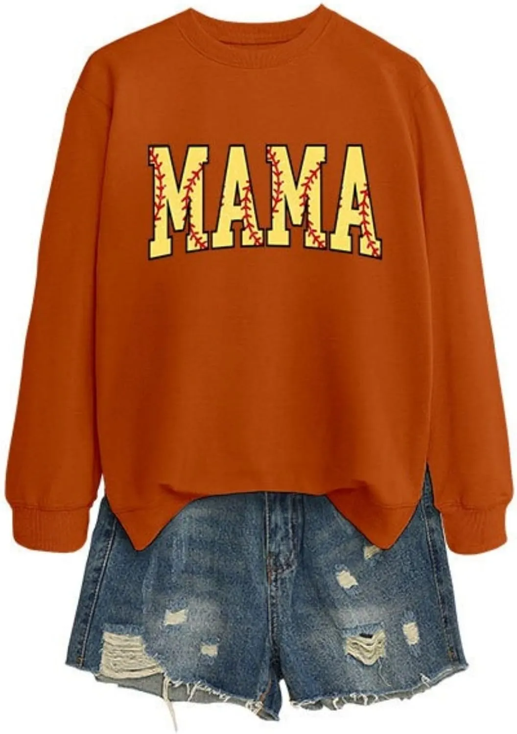Softball Mama Sweatshirt Sports Mom Shirt for Women Game Day Long Sleeve Shirt Crewneck Softball Mom Hoodie