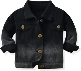Toddler Baby Boys Girls Denim Jackets Button Down Trucker Jeans Top with Pockets Long Sleeve Jeans