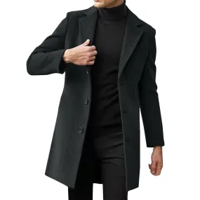 Trench Coat Men Slim Notched Collar Long Jacket Single Breasted Wool Blend Overcoat Fall Winter Warm Pocket Pea Coat (Za1-Dark Gray,3X-Large)