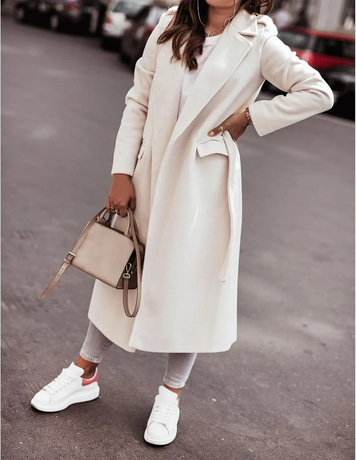 Trench Coats for Women Classic Open Front Cardigans Ladies Elegant Long Jacket Lightweight Casual Windbreaker Coat