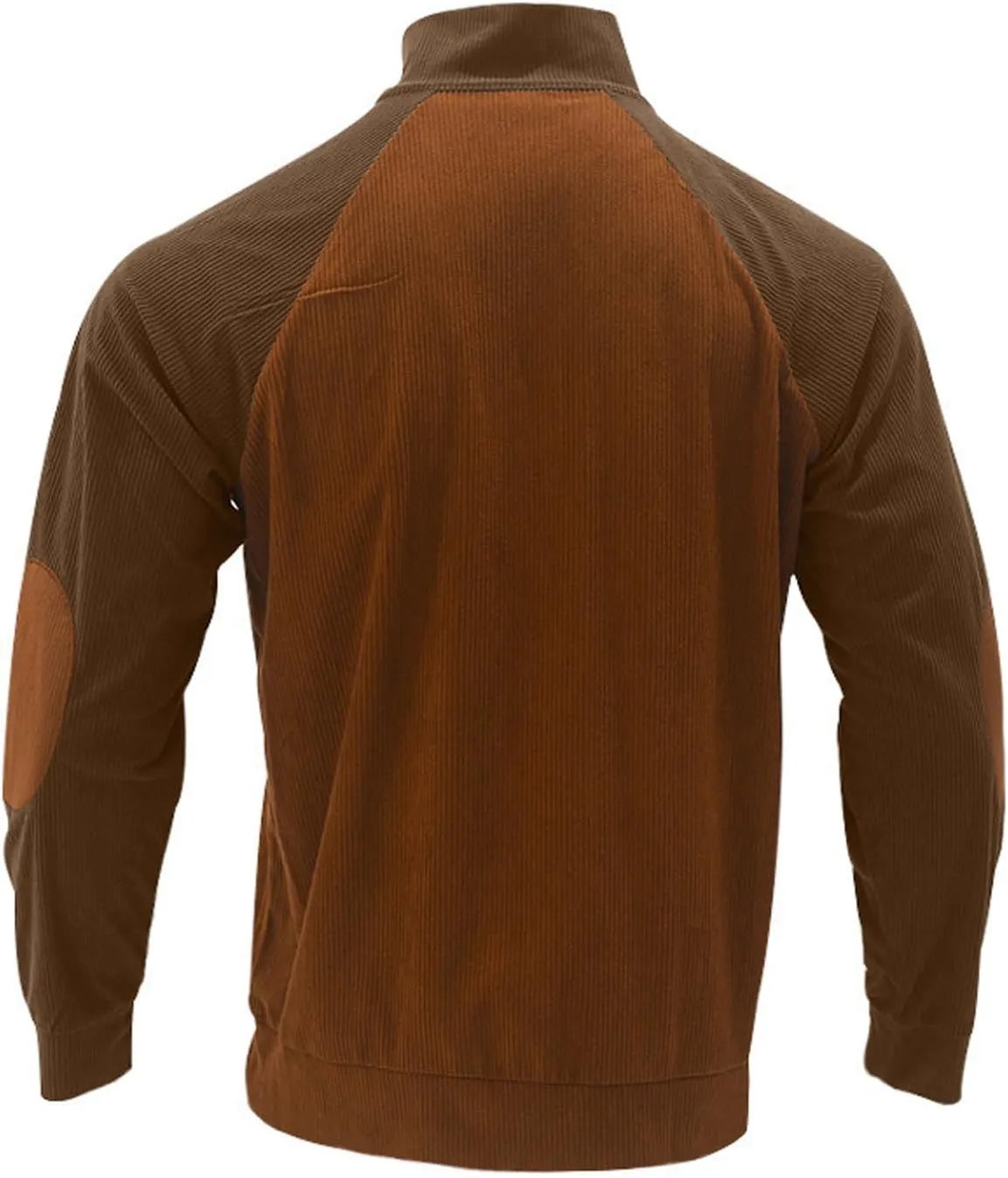 WENKOMG1 Mens Corduroy Pullover Long Sleeve V Neck Casual Sweater Patchwork Lightweight Stand Collar Sweatshirt
