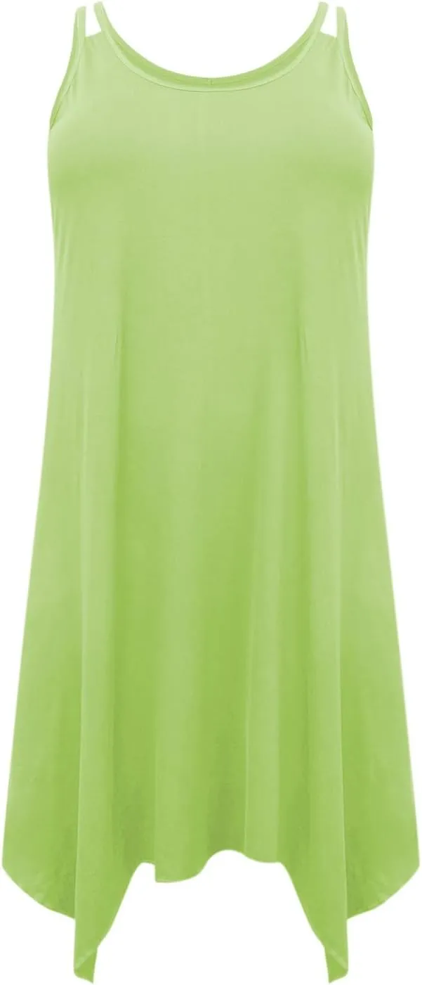 Women Plus Size Dresses Summer Spaghetti Strap Sundress Irregular Hem Midi Tank Dress 2025 Beach Fashion