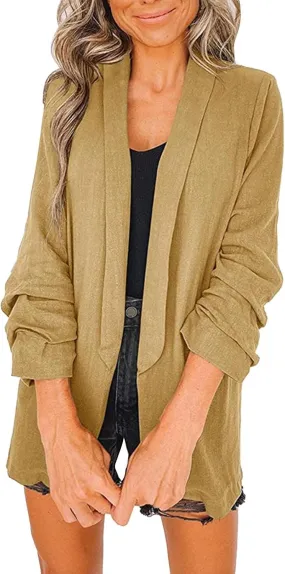 Womens Blazers for Work Casual Causal Women Jacket Long Sleeve Cute Fall Winter Suit Loose Fit Herringbone Blazer