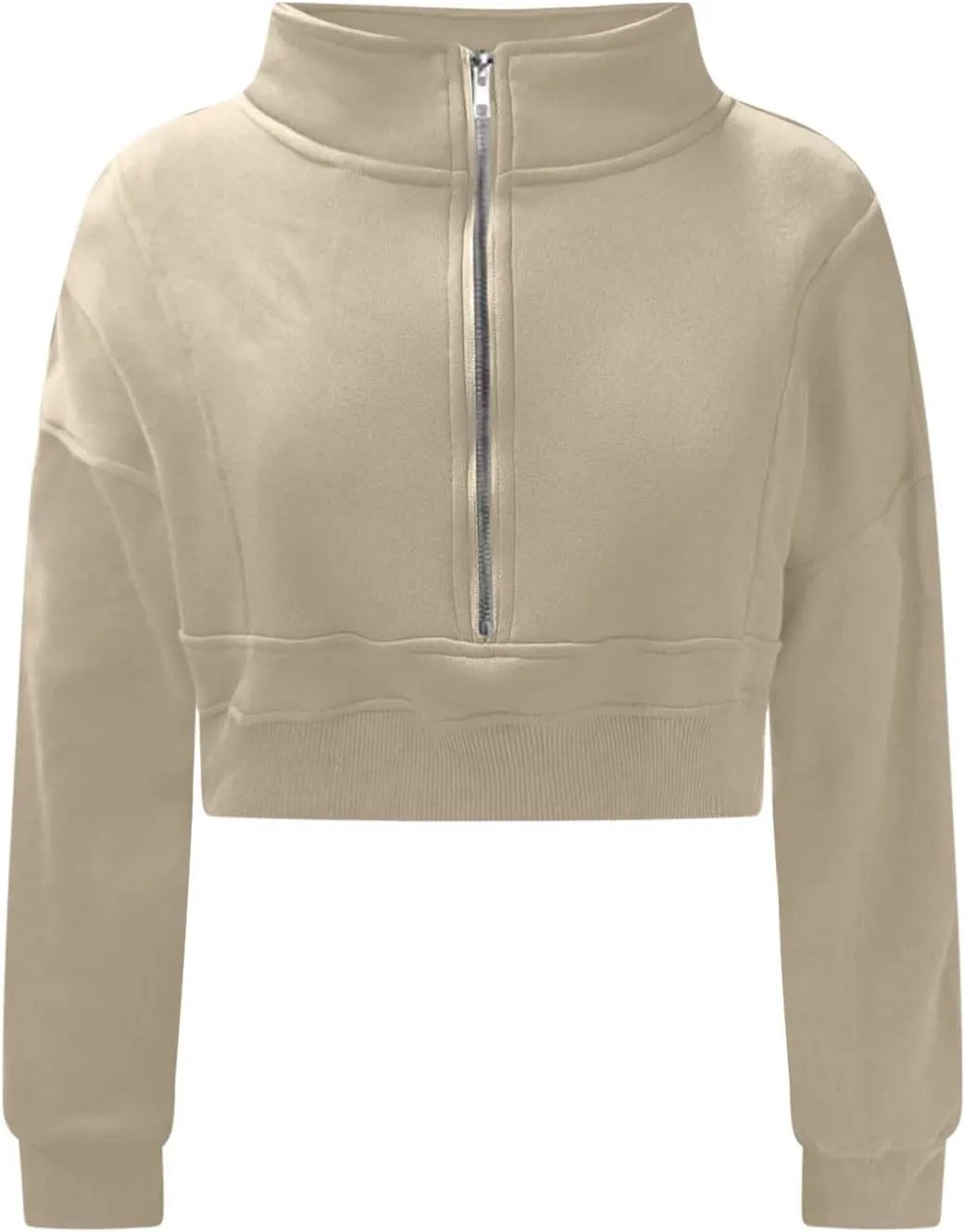 Womens Half Zip Cropped Sweatshirts Long Sleeve Workout Tops Quarter Zip Up Pullover Fall Outfits 2024
