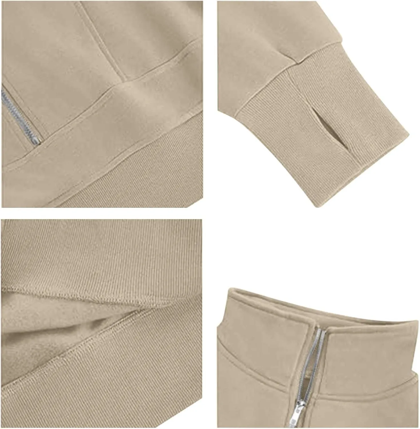 Womens Half Zip Cropped Sweatshirts Long Sleeve Workout Tops Quarter Zip Up Pullover Fall Outfits 2024
