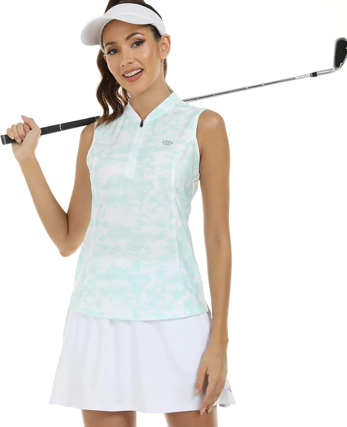 Women's Sleeveless Tennis Shirt Golf Shirts for Women Quick Dry Pickleball Shirts UPF 50  Sportswear T-Shirts with Zipper