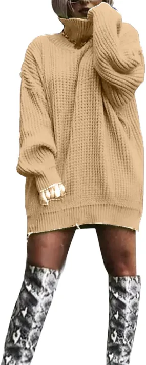 Womens Turtleneck Oversized Sweaters Fall Fashion Cable Knitted Pullover Tops Casual Comfy Loose Long Sleeve Sweaters