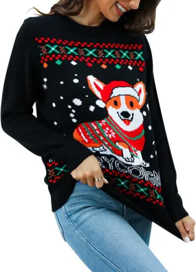 Women's Ugly Christmas Sweaters Warm Knitted Christmas Sweaters Crew Neck Holiday Pullovers Funny Xmas Tops
