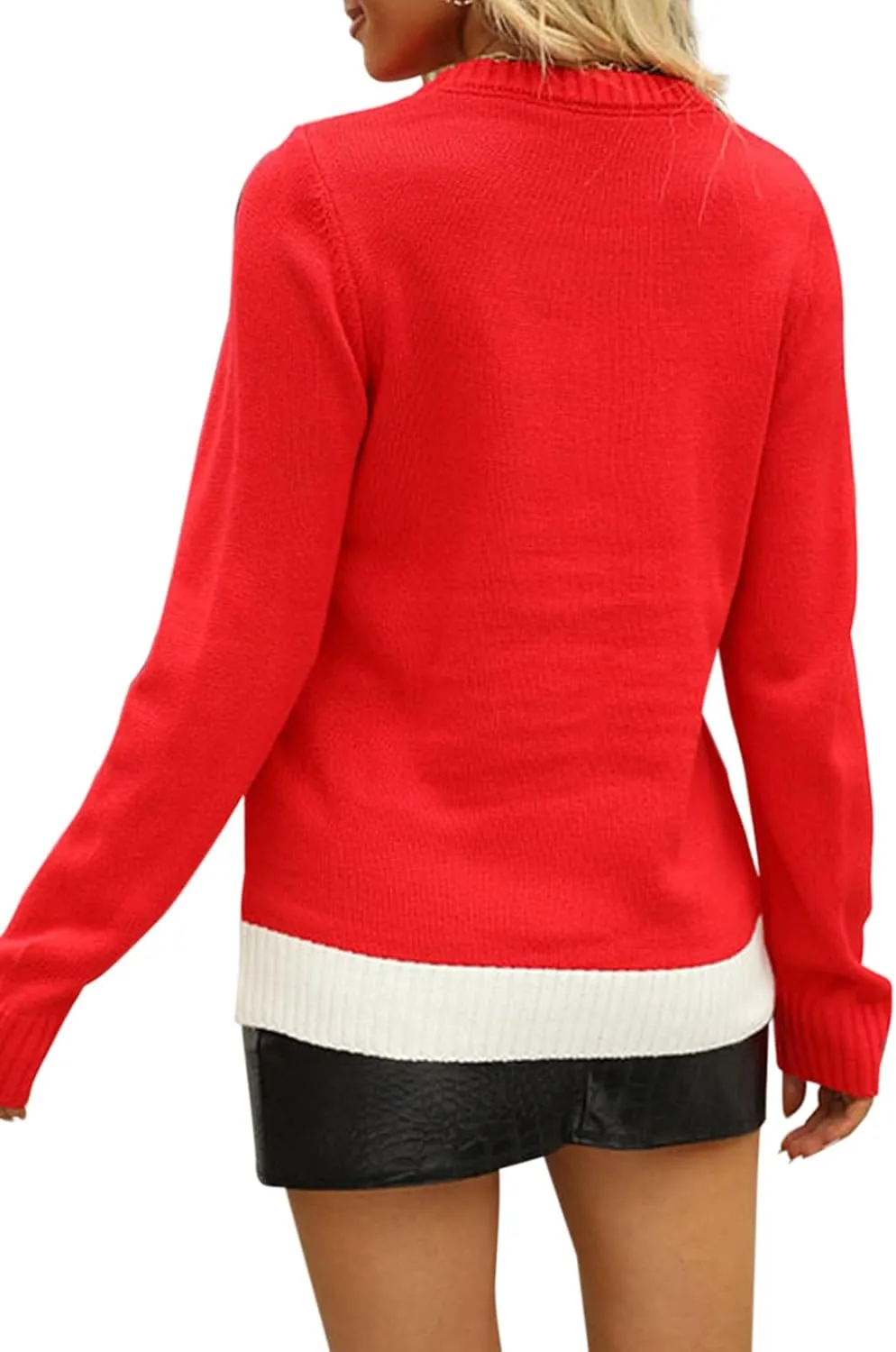 Women's Ugly Christmas Sweaters Warm Knitted Christmas Sweaters Crew Neck Holiday Pullovers Funny Xmas Tops
