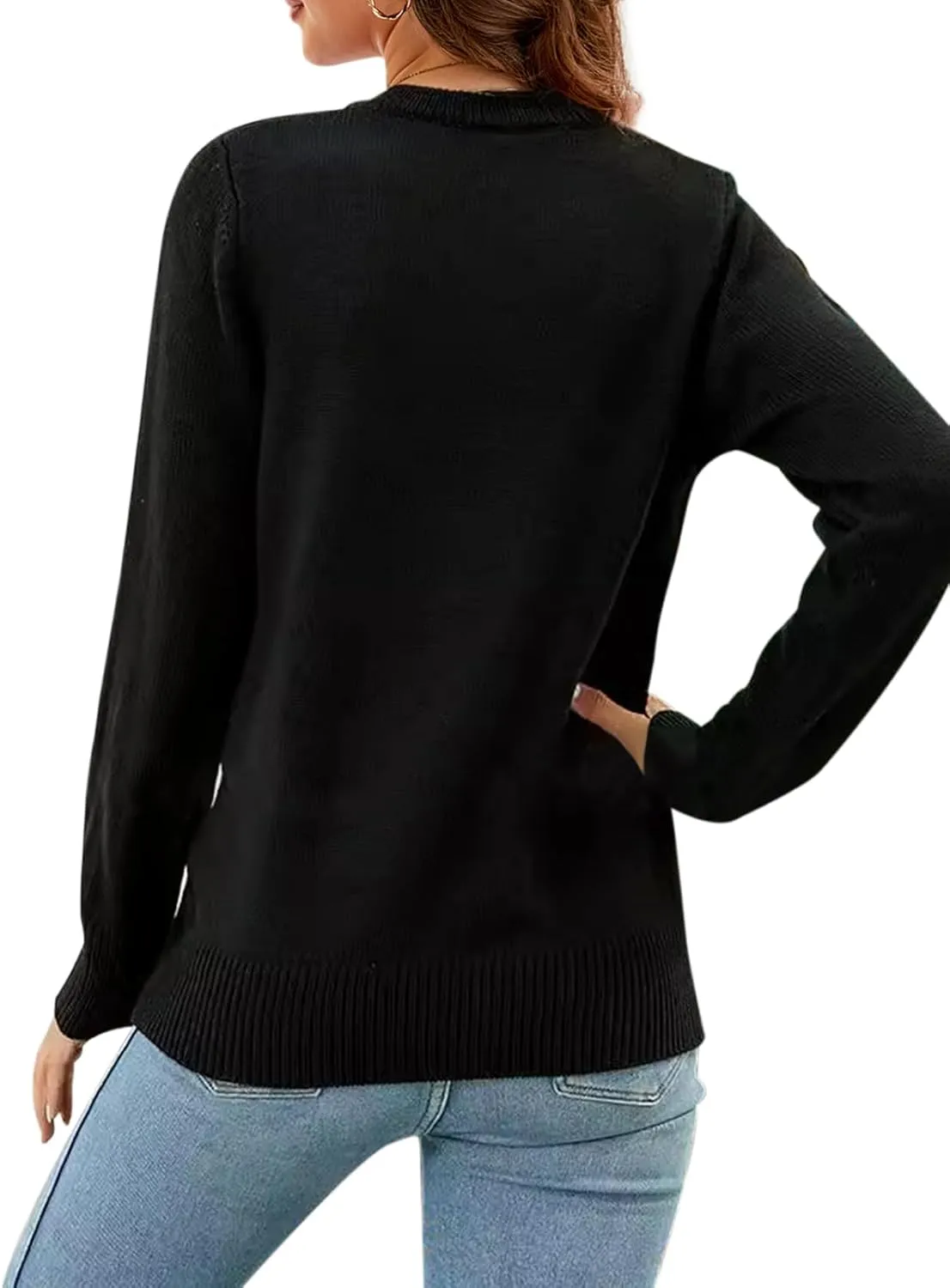 Women's Ugly Christmas Sweaters Warm Knitted Christmas Sweaters Crew Neck Holiday Pullovers Funny Xmas Tops