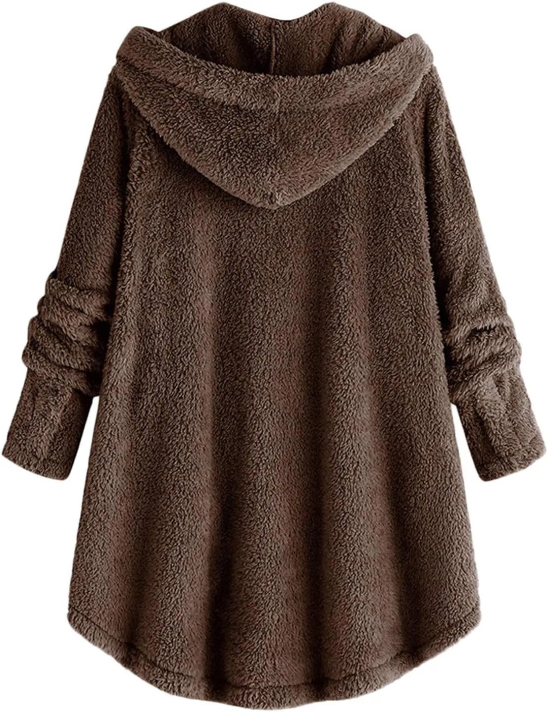 Women's Winter Jackets Plus Size Button Plush Tops Hooded Loose Cardigan Wool Coat Jacket Jackets