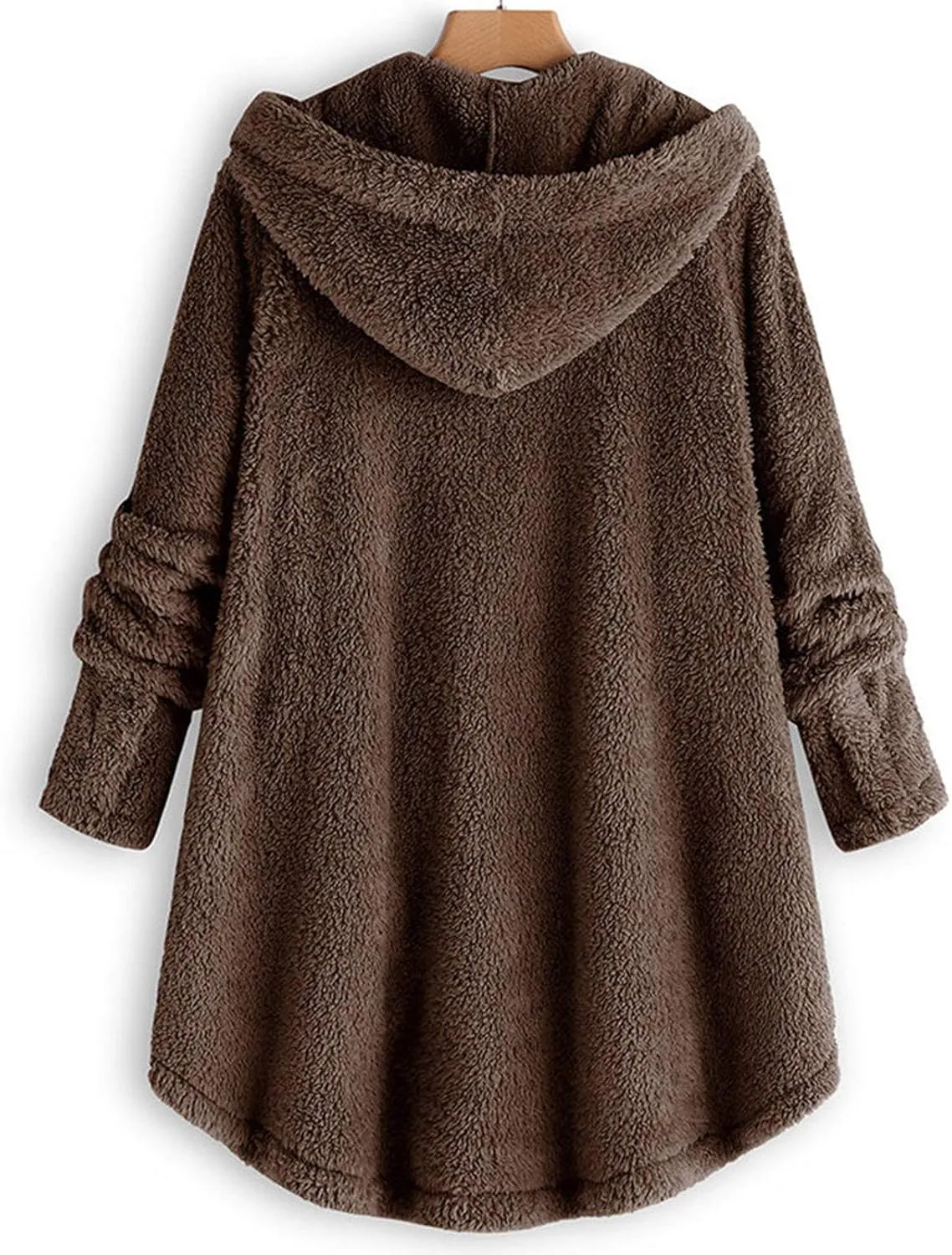 Women's Winter Jackets Plus Size Button Plush Tops Hooded Loose Cardigan Wool Coat Jacket Jackets
