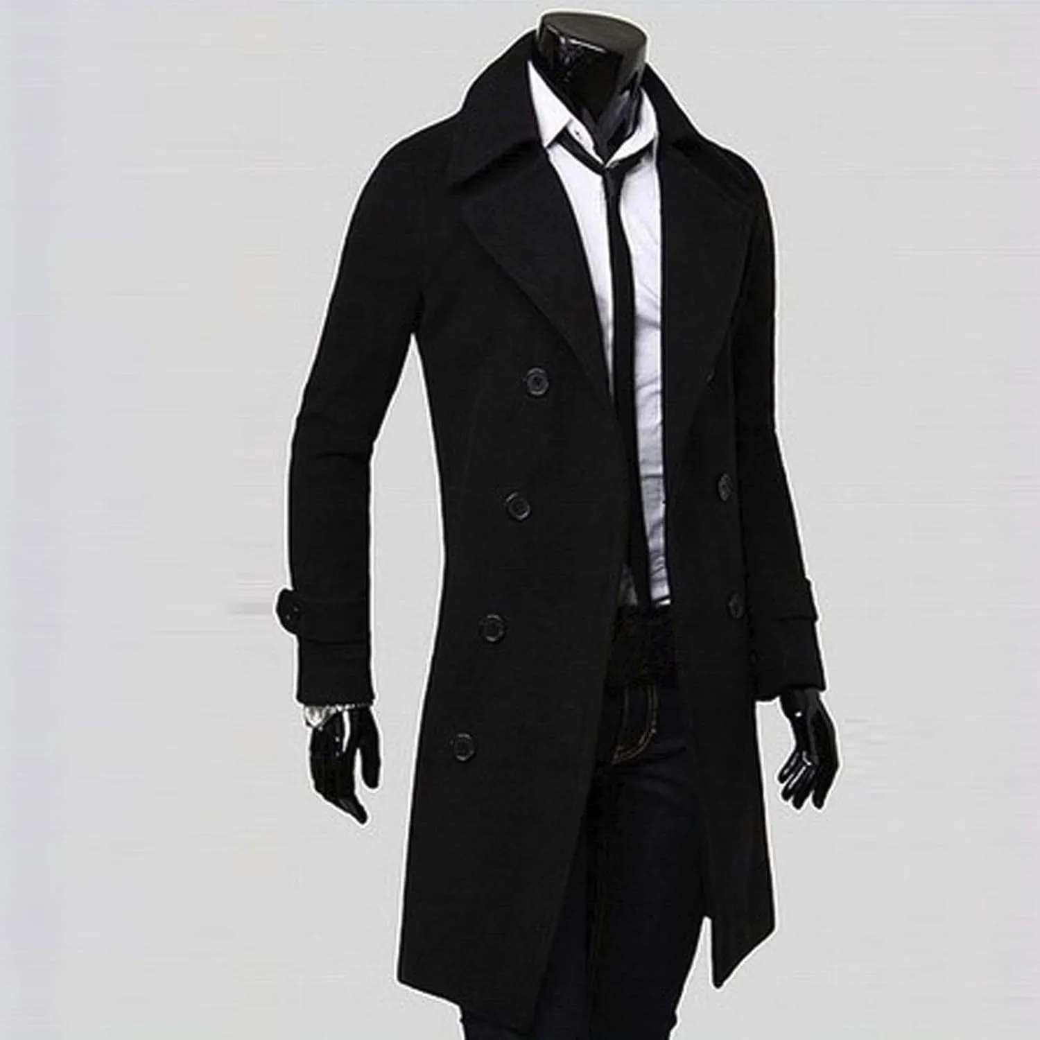 Ymosrh Mens Jackets Winter Men Slim Stylish Trench Coat Double Breasted Long Jacket Coat Jackets