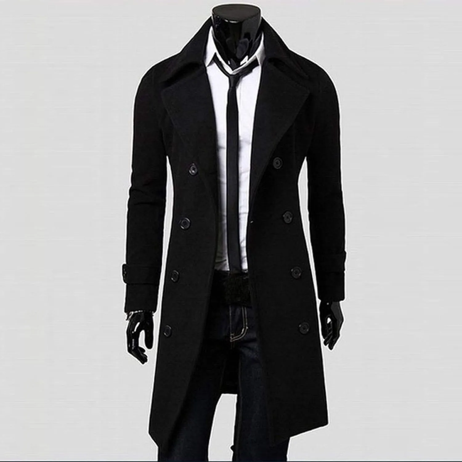 Ymosrh Mens Jackets Winter Men Slim Stylish Trench Coat Double Breasted Long Jacket Coat Jackets