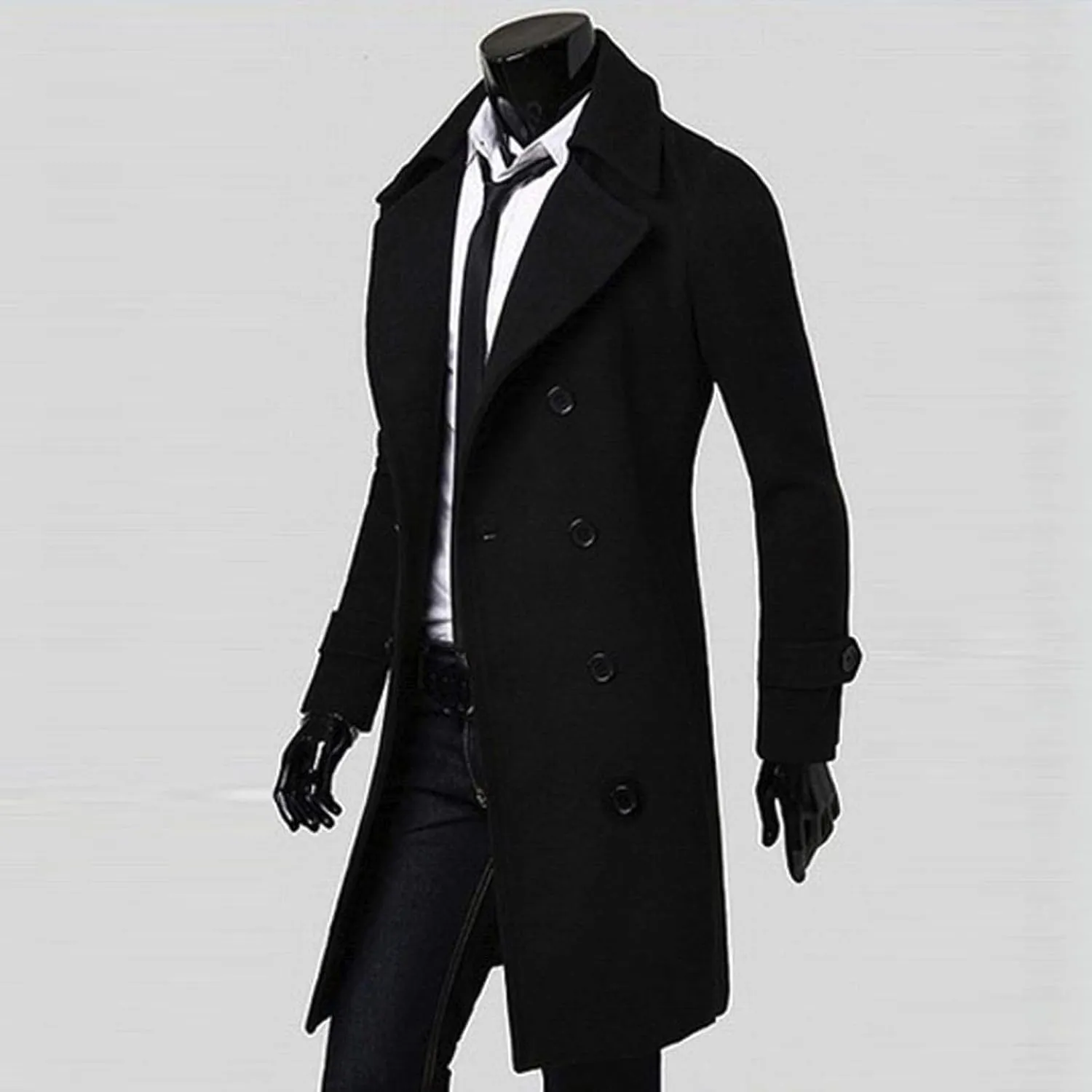 Ymosrh Mens Jackets Winter Men Slim Stylish Trench Coat Double Breasted Long Jacket Coat Jackets