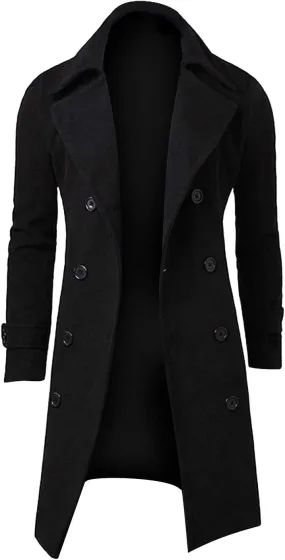 Ymosrh Mens Jackets Winter Men Slim Stylish Trench Coat Double Breasted Long Jacket Coat Jackets