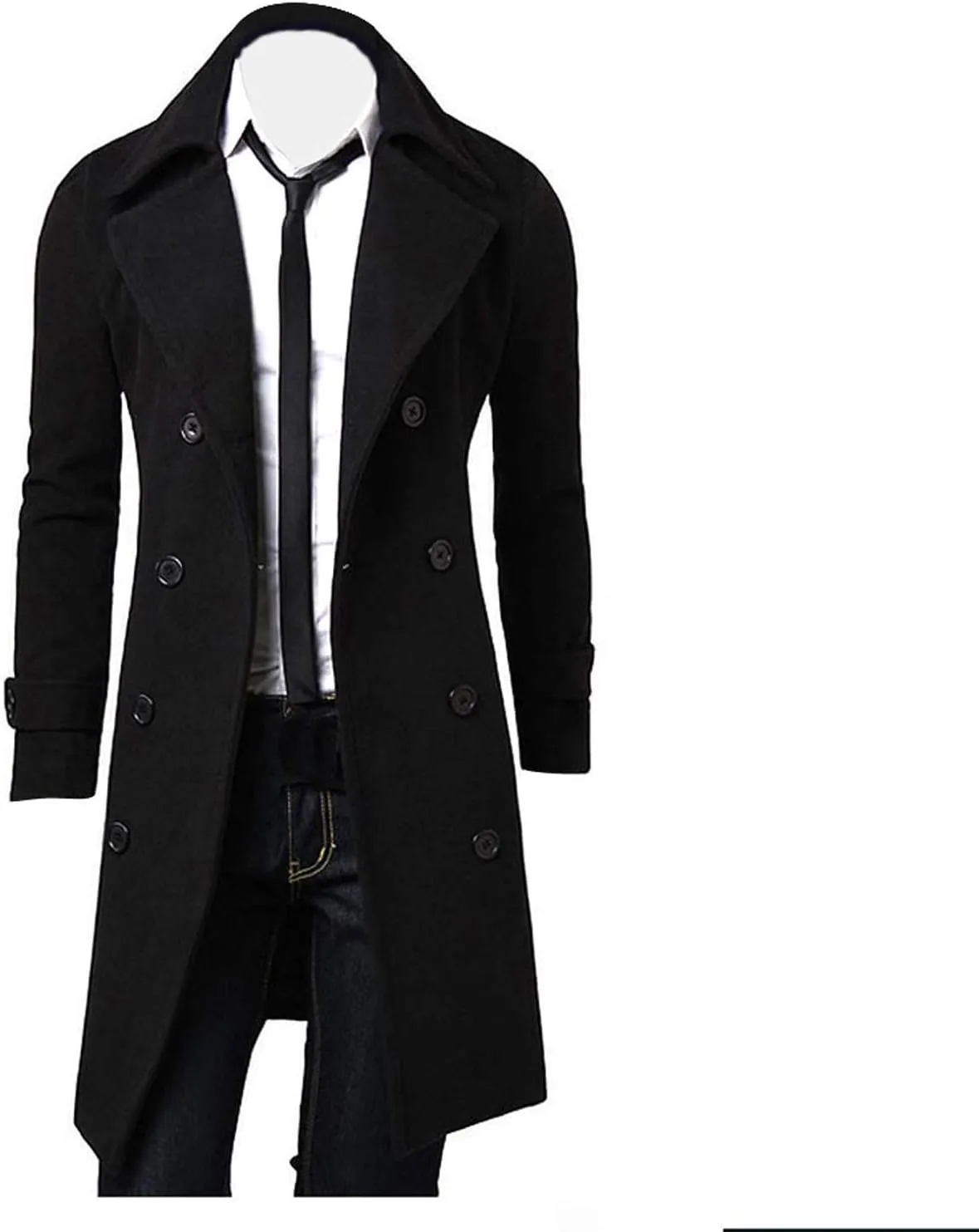 Ymosrh Mens Jackets Winter Men Slim Stylish Trench Coat Double Breasted Long Jacket Coat Jackets