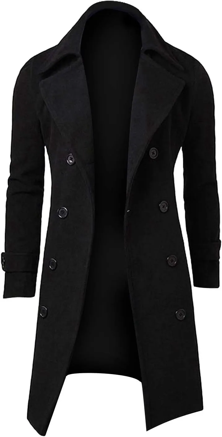 Ymosrh Mens Jackets Winter Men Slim Stylish Trench Coat Double Breasted Long Jacket Coat Jackets
