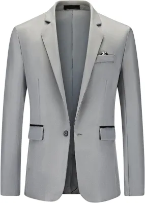 Zeiyignr Suit Jacket for Mens One Button Blazer Notched Lapel Casual Business Coat Tops Prom Party Wedding Dinner Tuxedo